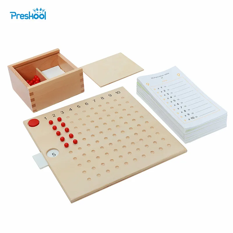 Baby Toy Montessori Multiplication Bead Board and Tablets for Early Childhood Education Preschool Training Toys