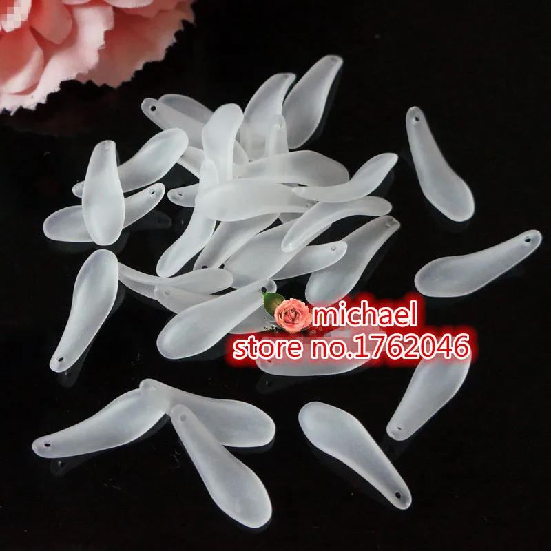 20pcs/lot 10 Colors 28*9mm Acrylic Leaf Petals Flower Frosted Acrylic Spacers Beads For Wedding Earrings DIY Makeing Accessories