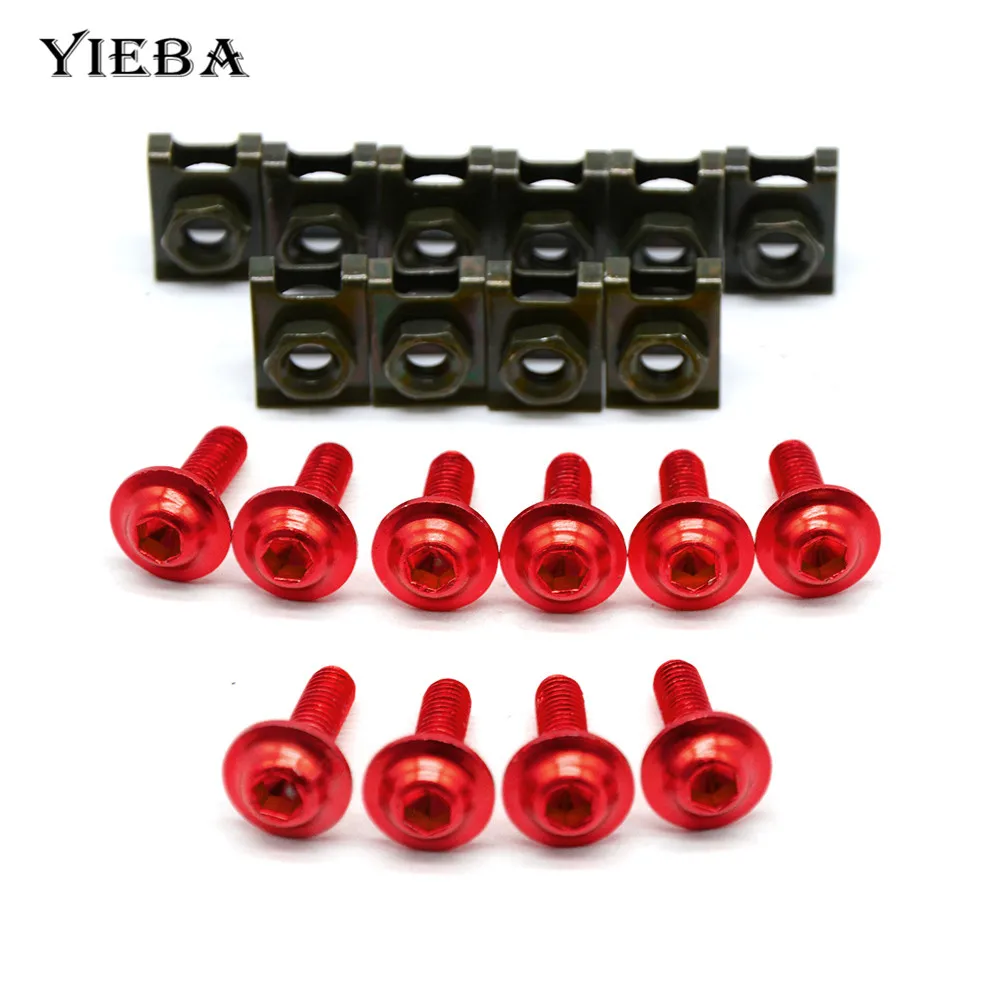 

10pcs 6mm Motorcycle Body Fairing Bolts Spire Speed Fastener Clips Screw Spring Bolots Nuts FOR CBR 600 F2,F3,F4,F4i CBR900RR