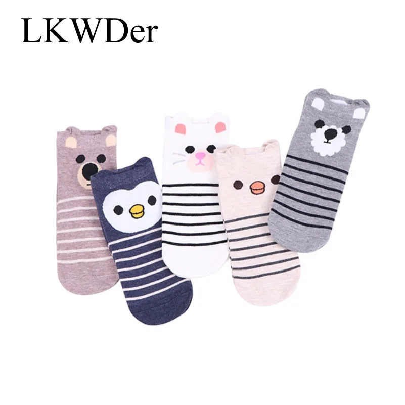 

5pairs Cute Girls Socks 3D Ear Cartoon Animal Zoo Cotton Soft Sox Creative Kawaii Jumbo Socks Hosiery Female Women's Socks Meias