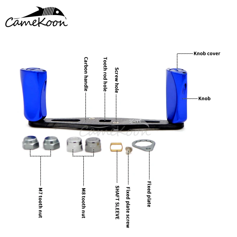 CAMEKOON-Poignée de moulinet de rechange en fibre de carbone, poignée en alliage, boutons pour bricolage Baitcasting, bascule de moulinet, trou de 7x4/8x5mm, longueur de 95mm, 3,74 po