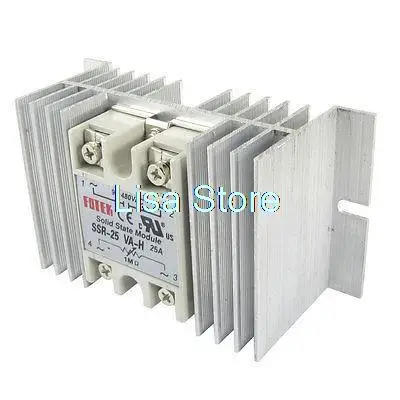  SSR-25 VA-H Adjustable Resistance Type Solid State Relay SSR 25A 90-480V AC 1MOhm w Heatsink