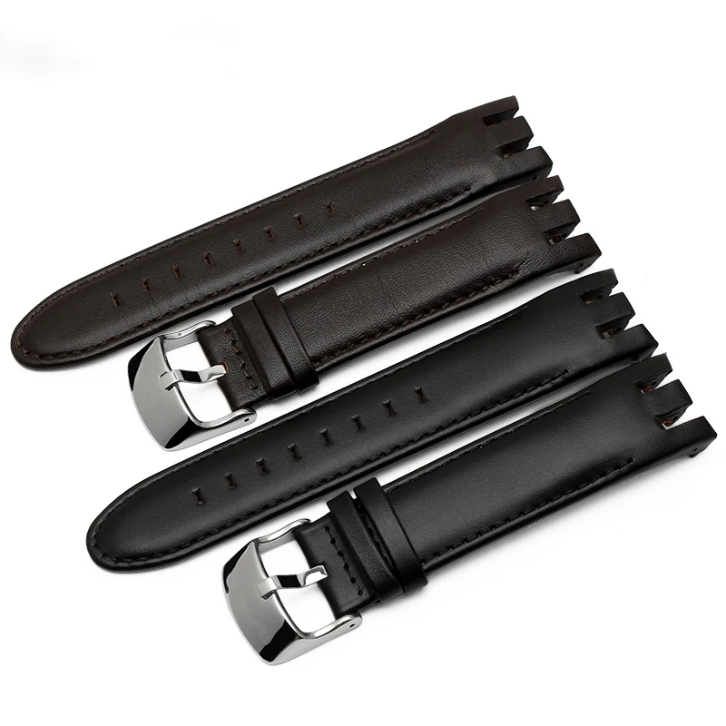 21mm Genuine leather Watch band Waterproof leather Watch strap For Swatch YRS403 401 402G 412 418 406G Men Curved notch Bracelet