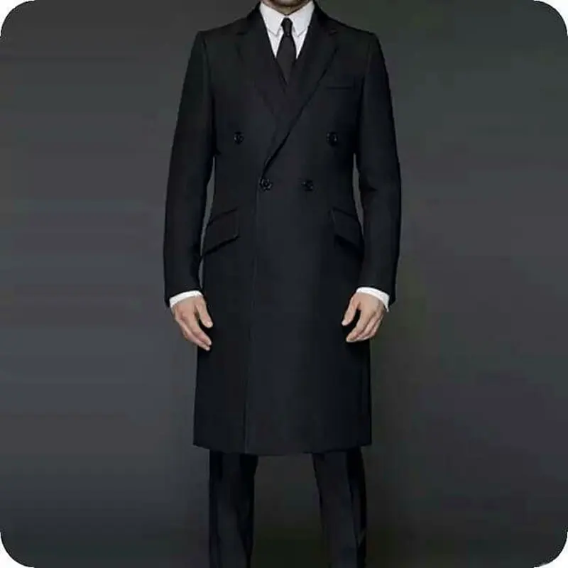 

Latest Designs Black Long Jacket Men Suits Pants Groom Wedding Tuxedos Man Blazers Classic Costume Homme Terno Masculino 2 Piece