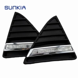SUNKIA 2Pcs/Set Waterproof LED Daytime Running Lights DRL For Ford Focus With Turning Signal Lamp Day Light