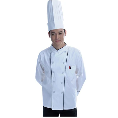 Roupa uniformes de chef de alta qualidade, nova roupa de manga comprida masculina serviços de alimentação roupas de cozinhar uniforme jaquetas de chef 2019