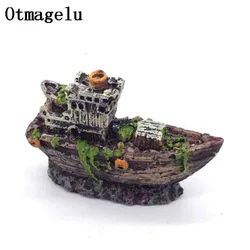 Aquarium Mini Resin Shipwreck Fish Tank Decoration Pirate Treasure Ship Small Ship Ornament Accessories Statue For Fishes Hide