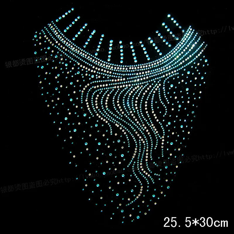 Hot Fix Motif Rhinestones Neckline Collar Applique Iron on Patches Cloth Stickers Sewing Supplies Crystal Strass 10piece/TH75