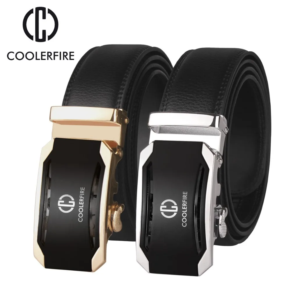 COOLERFIRE Famous Brand Belt Men Top Quality Genuine Luxury Leather Belts for Men Strap Male Metal Automatic Buckle ZD053