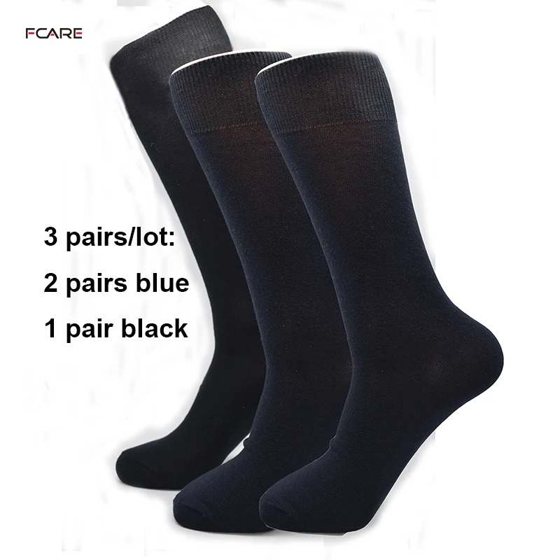 

Fcare 6PCS=3 pairs 44, 45, 46, 47 plus size big long leg business socks calcetines men cotton dress wedding black blue socks