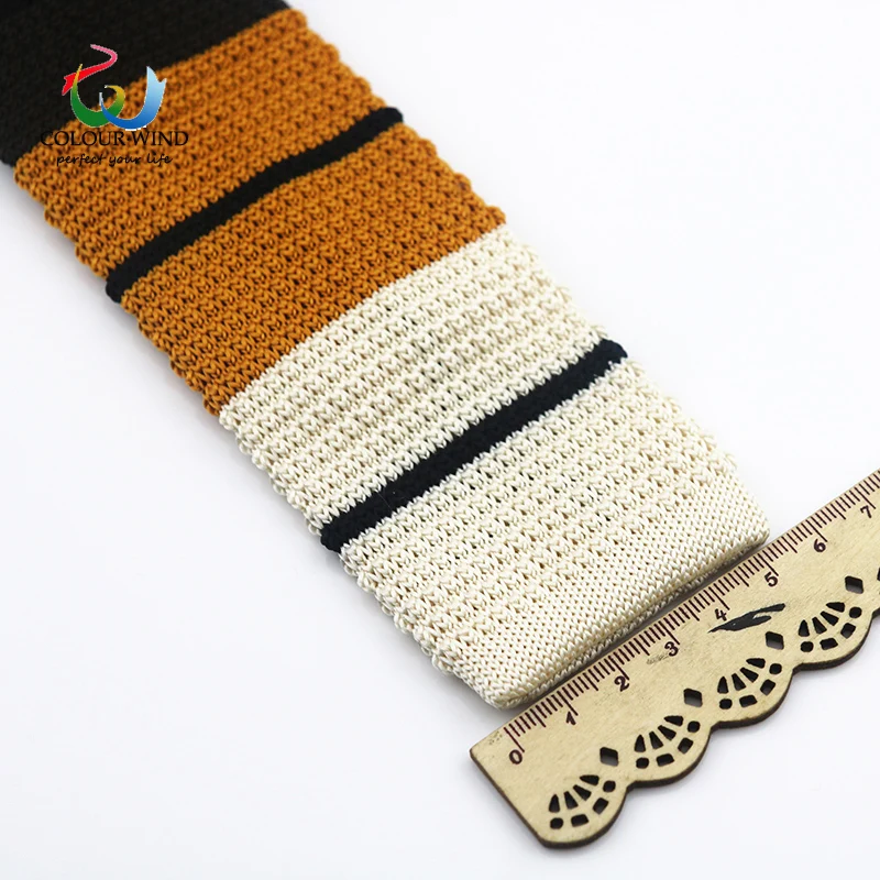 Winter Mens Knit 5.5cm Narrow Slim Neck Tie Striped Navy Colorful Woven Flat Neckties Party Business Cravate Suit Free Style Set