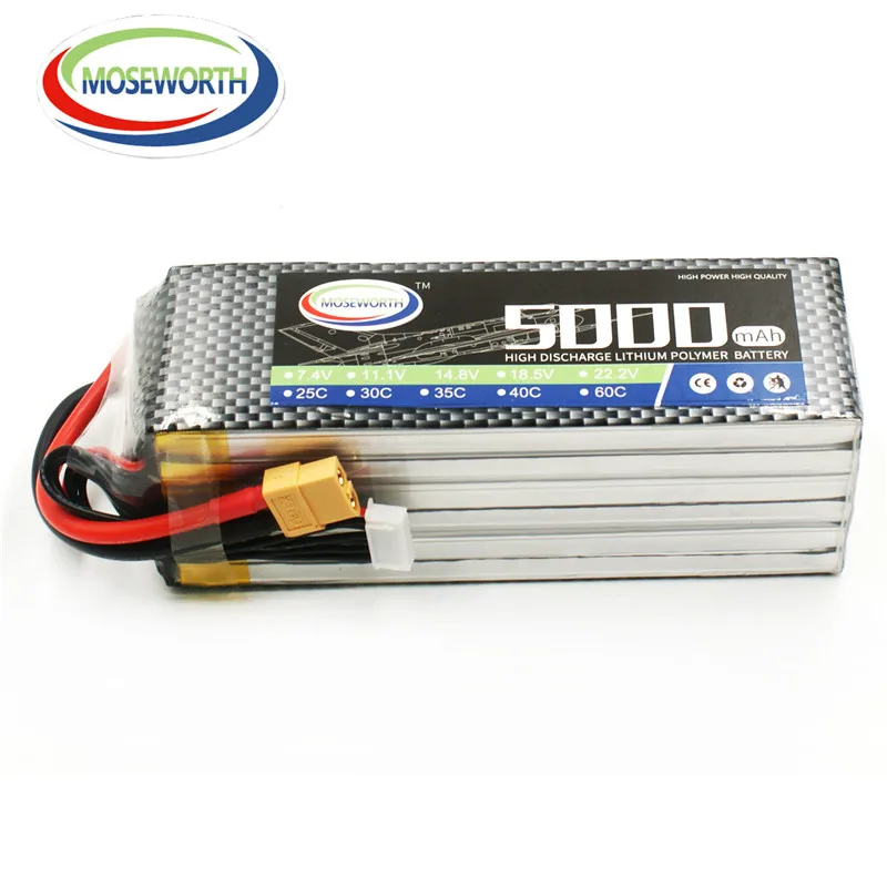 6S 22.2V 5000mAh 60C RC Toy LiPo Battery Li-Po 6S For RC Drone Helicopter Quadcopter Airplane Car Boat RC Lipo Battery Max 120C