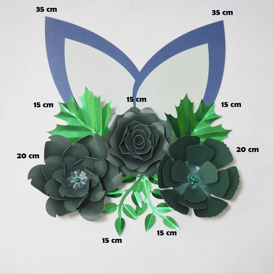 Cardstock Dark Green DIY Paper Flowers Leaves Ears Set For Wedding Event Backdrops Decorations Nursery Wall Deco Video Tutorials