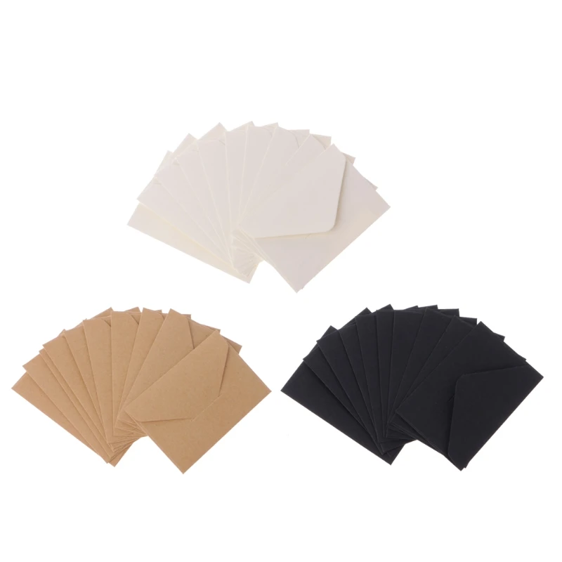 50pcs/Pack Retro Kraft Paper Envelopes Wedding Party Supplies for 4.13 x 2.67In Greeting/Birthday Card Invitations 24BB