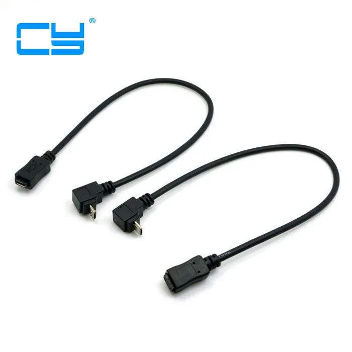 

Up to Down 90 Degree Angled Micro USB 2.0 Male to Female Extension Cable Full 5Pin Connected MicroUSB Extension