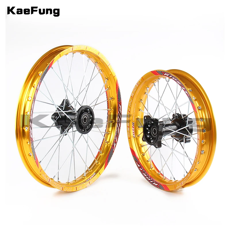 

gold 12mm 15mm Front 1.40-14" inch Rear 1.85-12" aluminium Alloy Wheel Rim For 160cc 150CC Dirt Pit bike 12 14 wheel