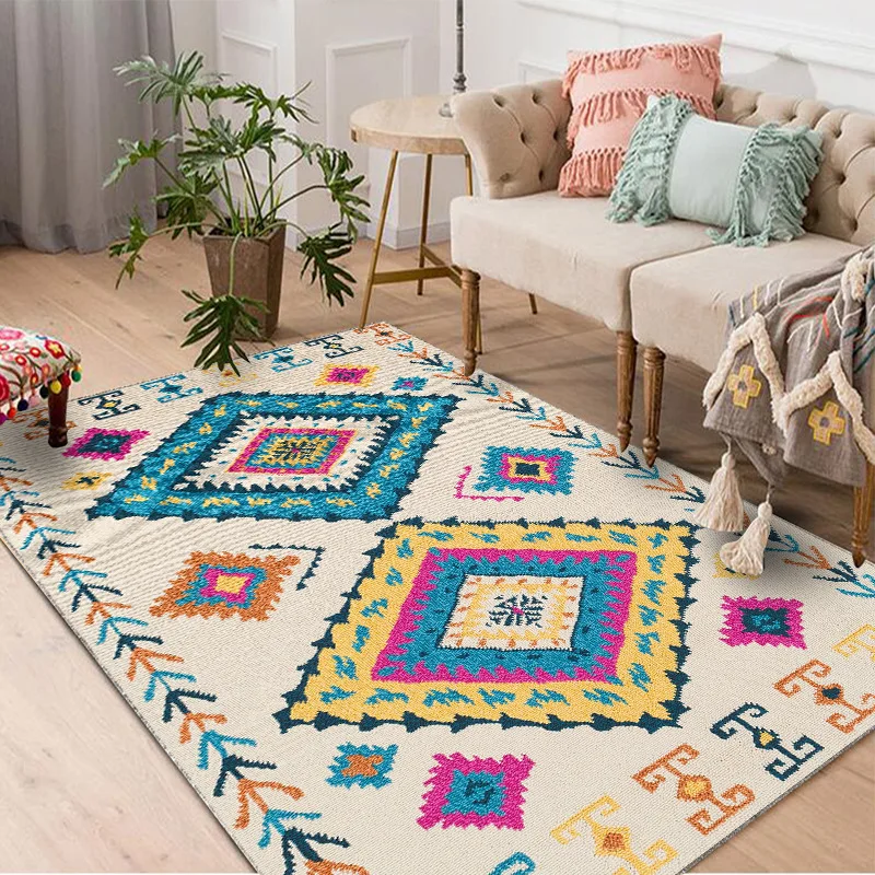 

Vintage Style Living Room Carpet Home Bedroom Rug Sofa Coffee Table Moroccan Carpets Study Room Floor Mat Kids Tatami Area Rugs