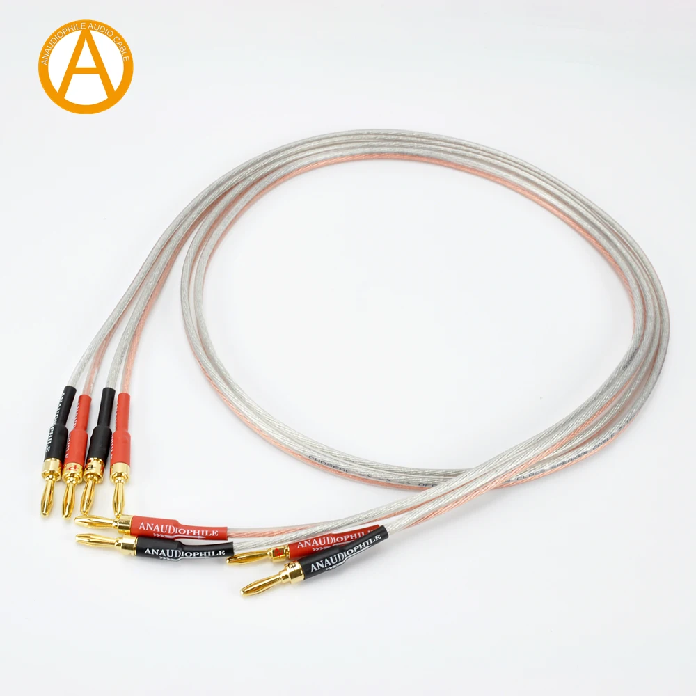 ANAUDIOPHILE 4N OFC Speaker Audio Cable Oxygen Free Copper Speaker Cable Gold Plated Banana Plugs,Selectable Length