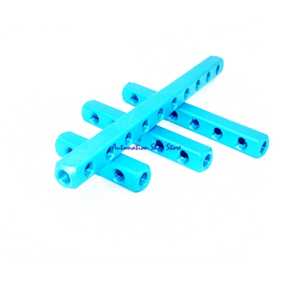 Conector rápido neumático de rosca de 1/4 ", manguera de aire, divisor de bloque de colector de aluminio, accesorios azules