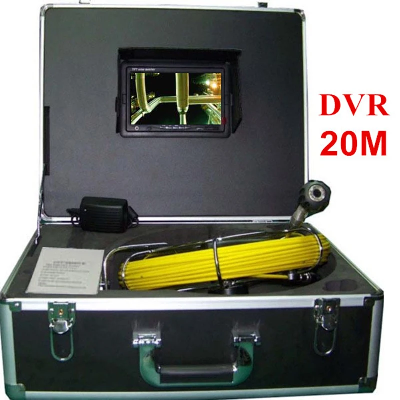 

20M Cable Pipe Inspection Camera Underwater Sewer Camera 12pcs White Lights With 7 Inch LCD Monitor DVR System
