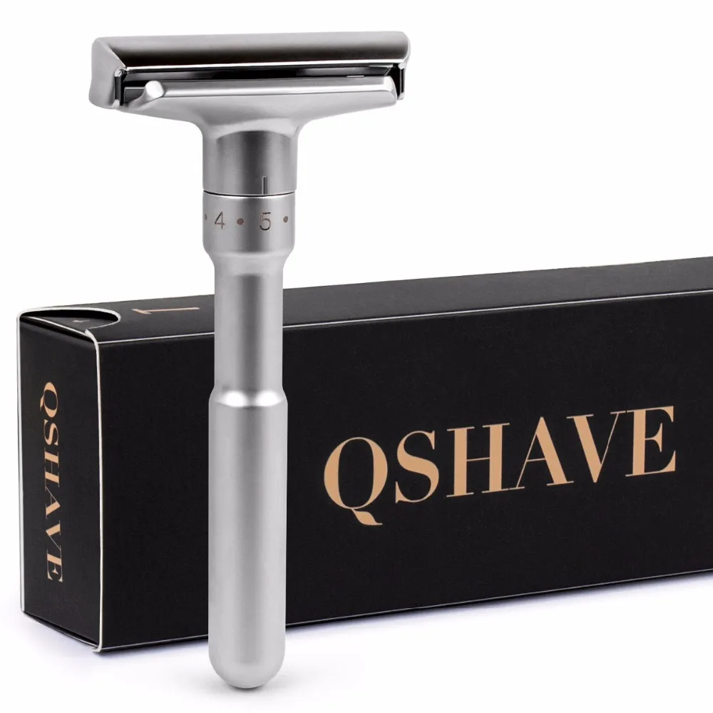 Qshave  Classic Safety Razor With 100% Pure Badger Hair Shaving Brush With Stand Holder for Double Edge Razor