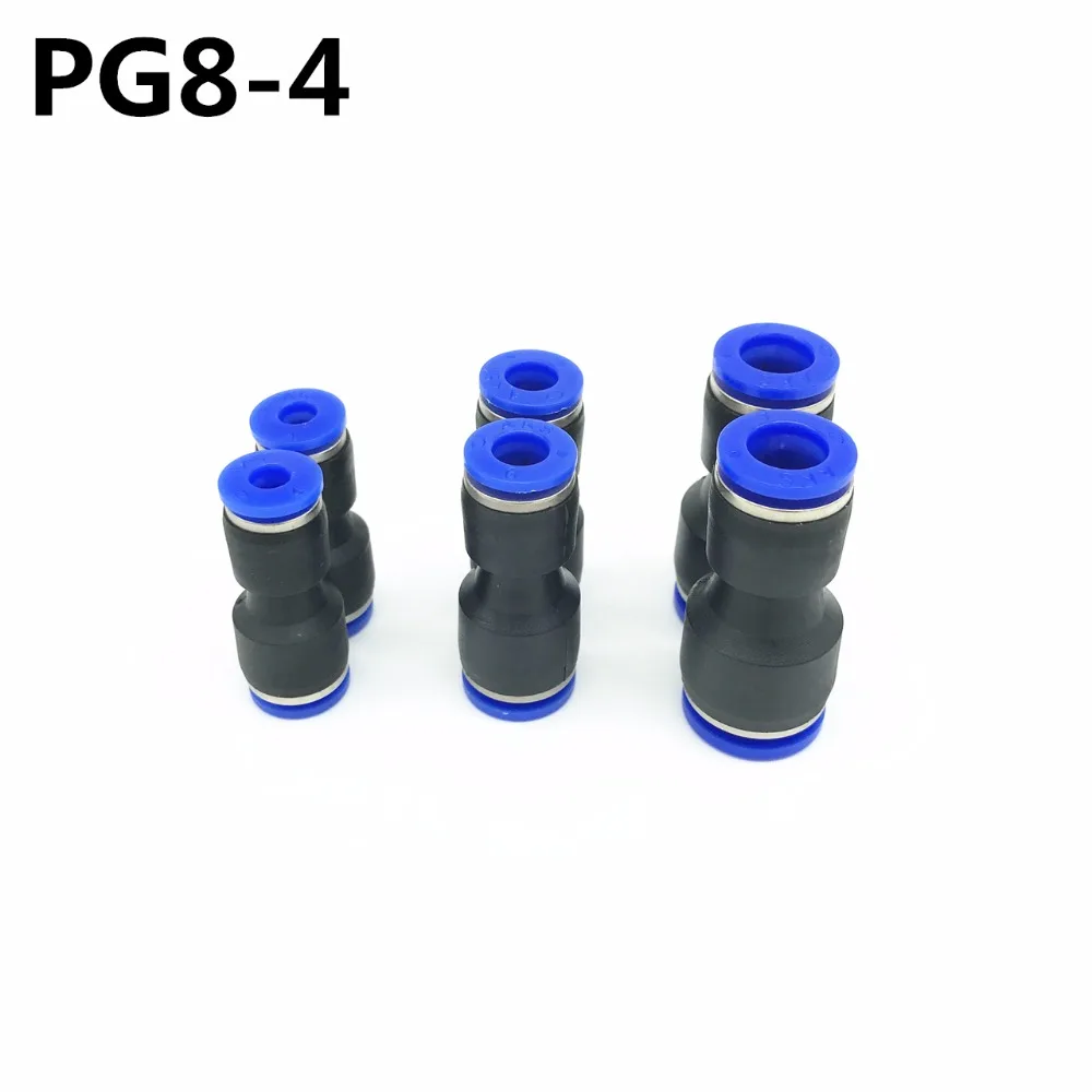 

10Pcs PG8-4 8mm to 4mm Pneumatic Fittings Push In Straight Reducer Connectors For Air Water Hose Plastic Pneumatic Part