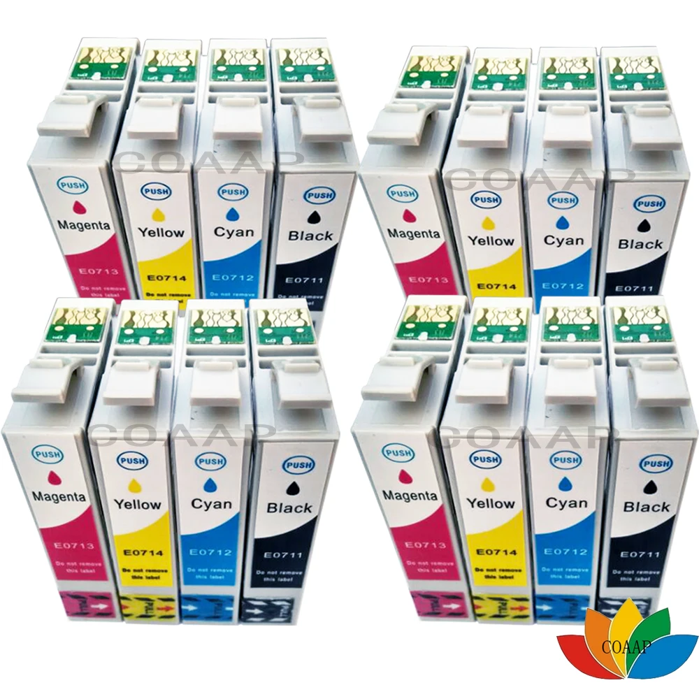 Cartuchos de tinta para impresora Epson Stylus T0715, recambio de tinta Compatible con T0711-T0714, DX4400, DX4450, DX6050, DX7400, DX7450, DX8400, DX8450, DX9400, 16 unidades
