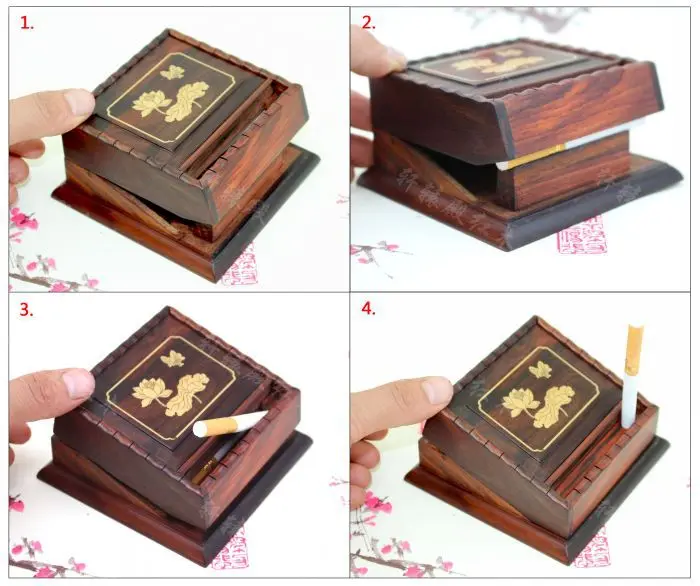 Wholesale wood crafts wood mahogany rosewood smoking cigarette smoke bomb smoke automatically jump box