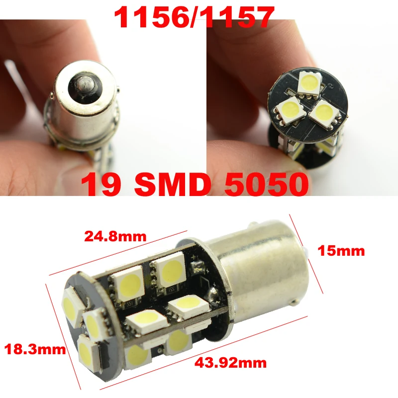 AutoEC 1156 1157 error free led 19 SMD 5050 BA15S BA15D P21W PY21W CANBUS Car Turn Signal Lights led 12V #LF19