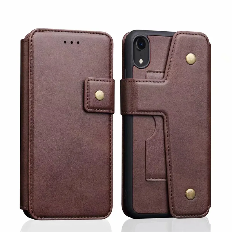 Classic Leather Case For iPhone Xs Xr Xs Max Detachable 2 in 1 Credit Card Purse Case For iPhone X 7 8 Plus 6 6s Plus bag Cover