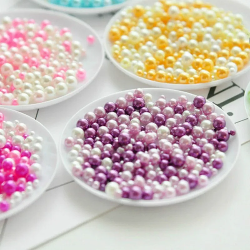 2/3/4/5mm PEARLS ABS Immitation Round Flat Back Resin Cabochon Beads Pearl Finish Pearl Gems DIY Crafts