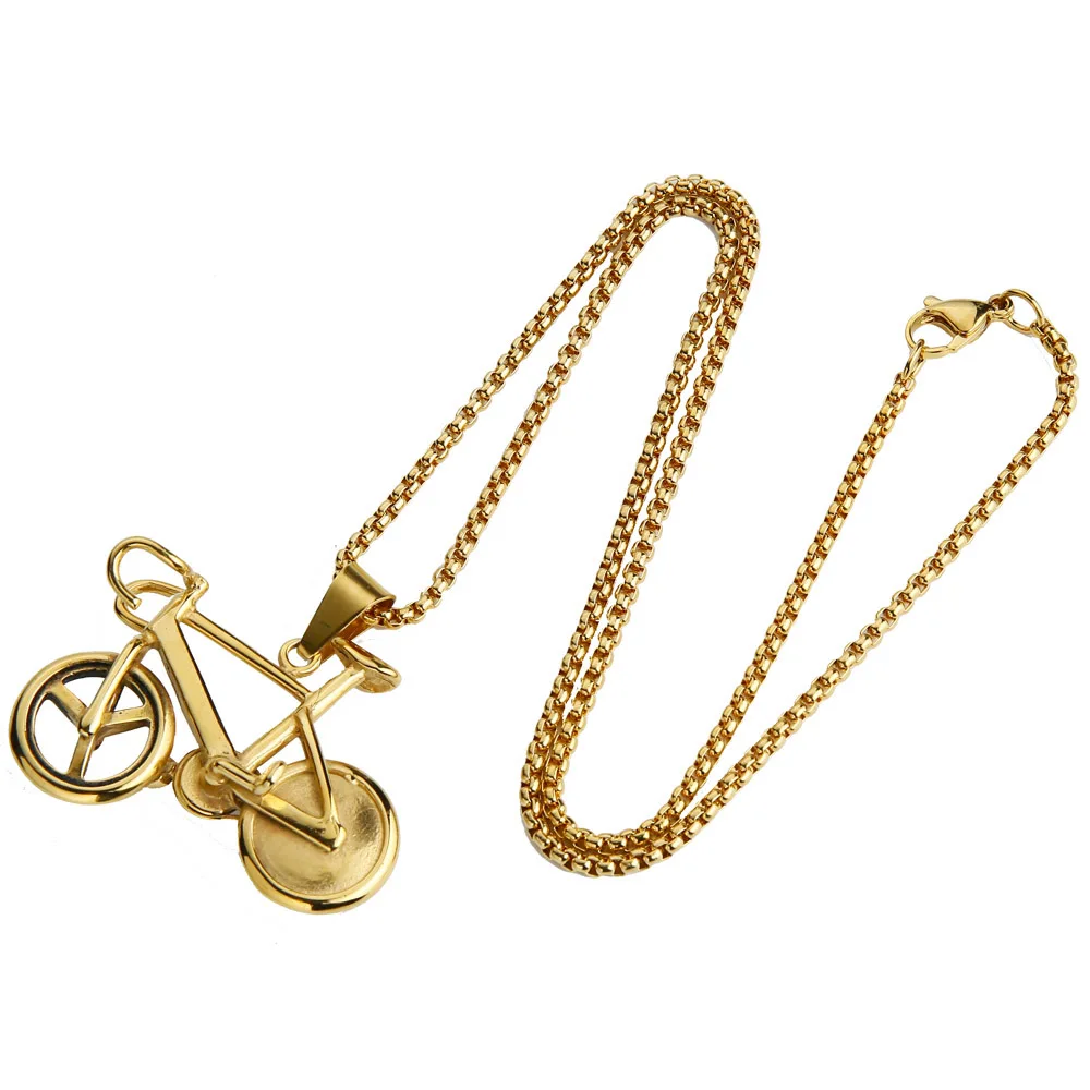 Valily Bicycle Necklace Black Color Stainless Steel Bike Pendants & Chain For Men/Women 2017 Hot Fashion Jewelry Necklaces image 6