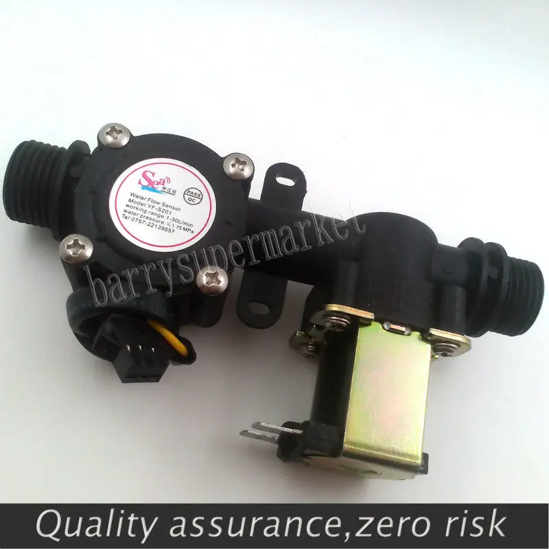 Water Flow Meter Sensor Indicator Counter with Solenoid Valve Automatic Billing System for Water Heaters Water Dispenser G1/2