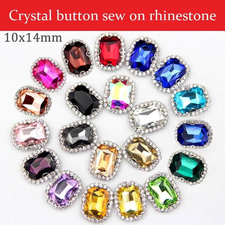 

10x14mm Rectangle octagonal shape flatback sew on rhinestones,Super flash Crystal buckle loose rhinestones 20pcs/pack