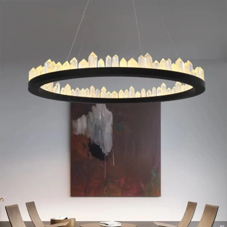 Modern Nordic Crystal Pendant Light Iceberg Creative Round Circle Living Room Bedroom Cafe Restaurant Dining Room Crystal Lamp