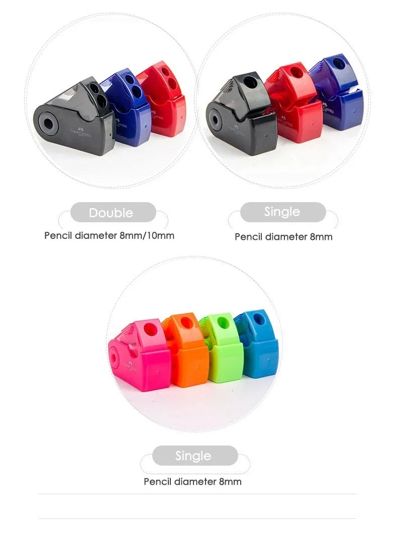 FABER CASTELL Push-Pull-Doppel-Bleistiftspitzer, Einloch- und Doppelloch-Funktion, Multifunktionales Schul- und Bürobedarf – Detail 3