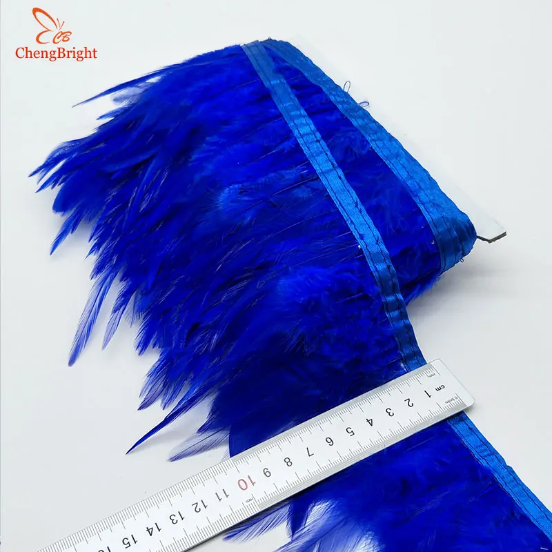 ChengBright 10Yards Chicken Cock Feathers Trim Cloth Sideband Chicken Pheasant Feather Trims Clothing Wedding Feather Ribbon A
