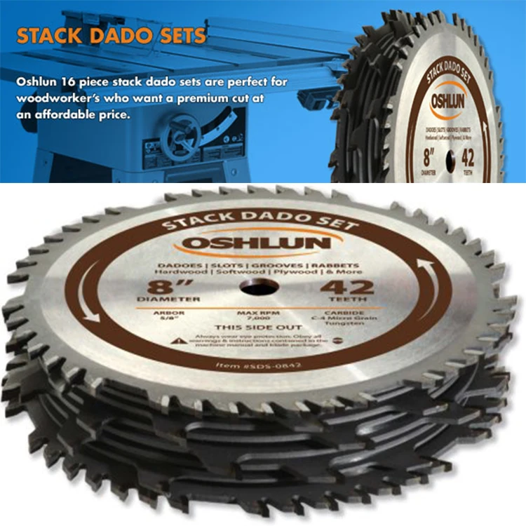 8-inch woodworking slotted 15.88 aperture alloy DADO saw blade       2 large outer saw blades and 6 small inner saw blades