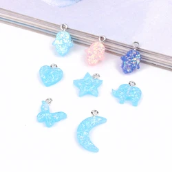 10pcs Elephant Moon Star Resin Charms Diy Jewelry Findings Fatima Hand Butterfly Bracelet Earring Necklace Pendant Decor Making