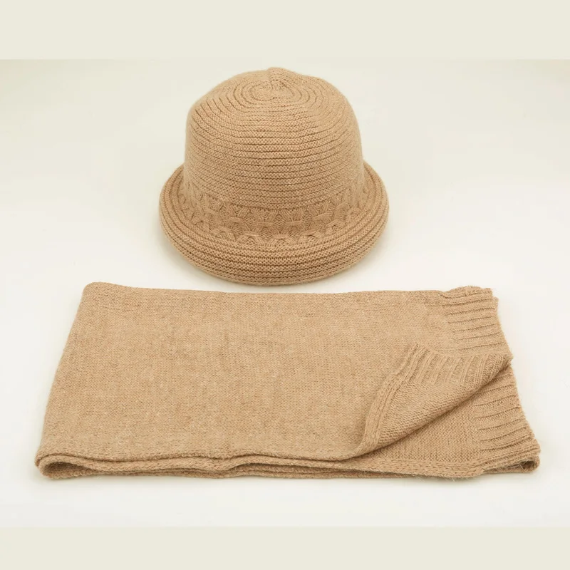 Chapeau chaud en laine pour femmes, chapeau pour mère, grand-mère, lapin, écharpe de couleur Pure, doux et à la mode, automne et hiver, H7172