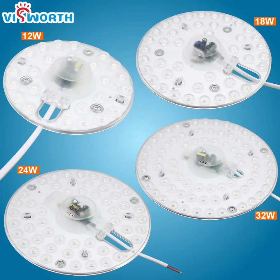 

Round LED Ceiling Light AC 220V 240V Panel Light Module Lamp Led Bulb 12W 18W 24W 32W PC+Aluminum Body Board Light