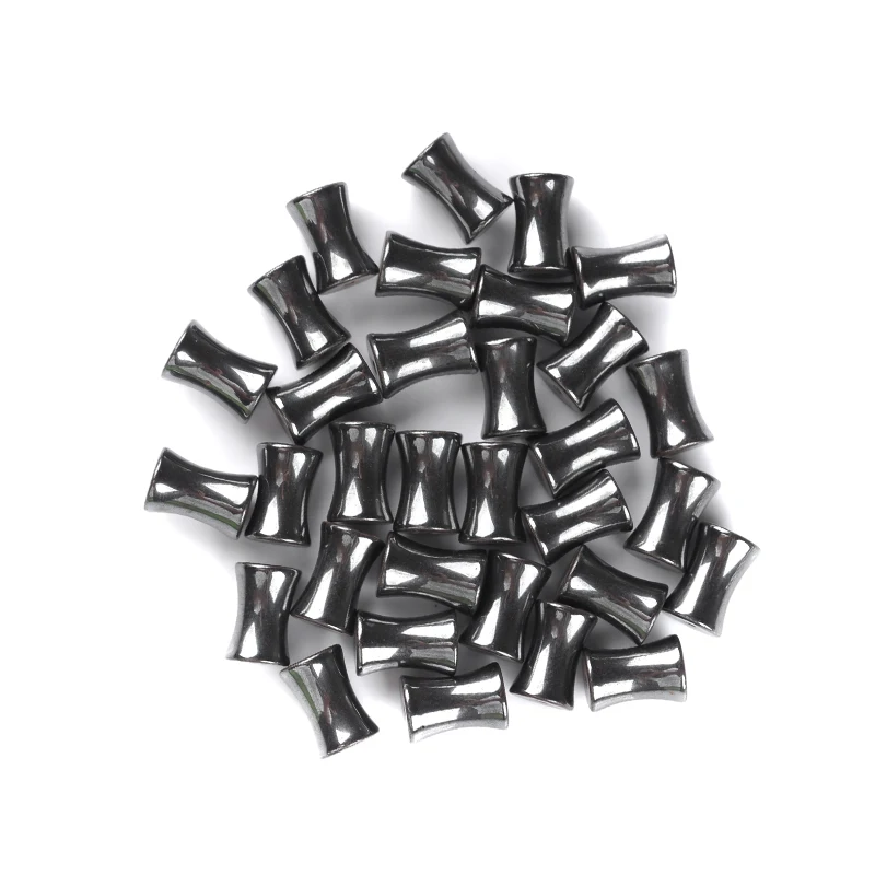 Natural Stone 12*8/16*8mm Bright Hematite Beads Bamboo Shape Loose Beads for DIY Necklace Bracelet Jewelry Making Accessories