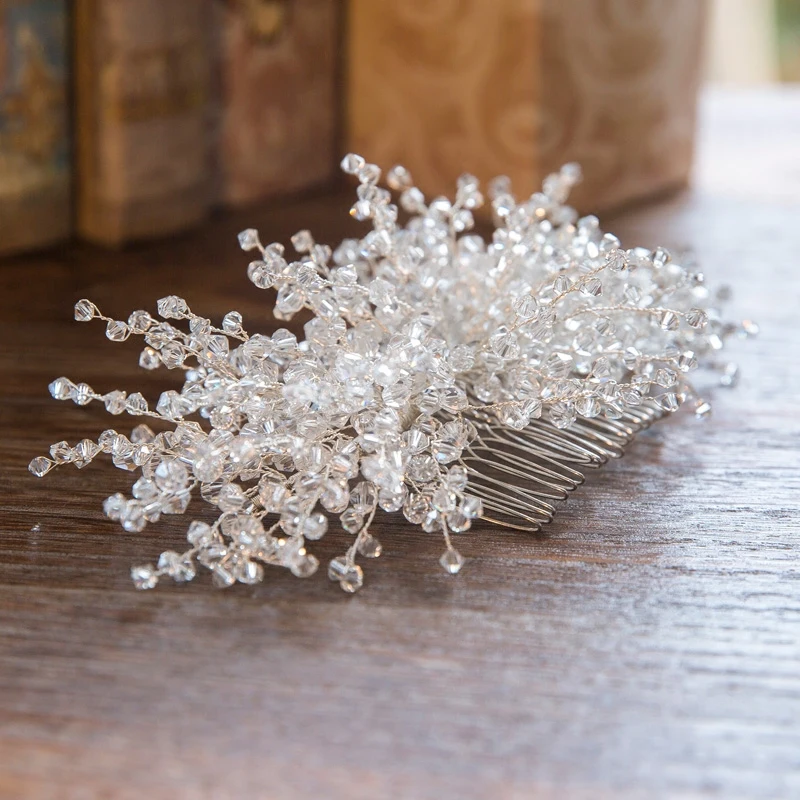 Trendy Crystal Wedding Hair Combs Bride Hair Accessories  Hair Ornaments Bridal Headpiece Handmade Women Jewelry Comb