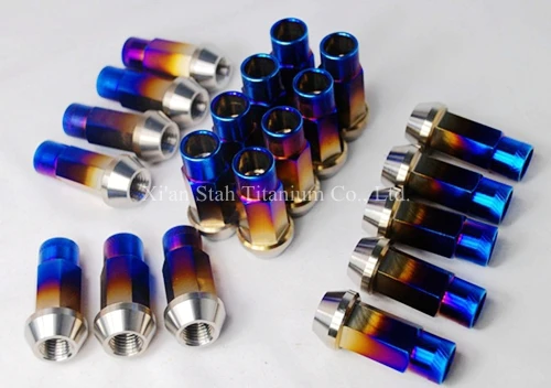 20pcs/lot Titanium TC4 GR5 Open Ended Lug Nut  12*1.25 / 12 *1.5 45mm Long for Car Wheel Rim