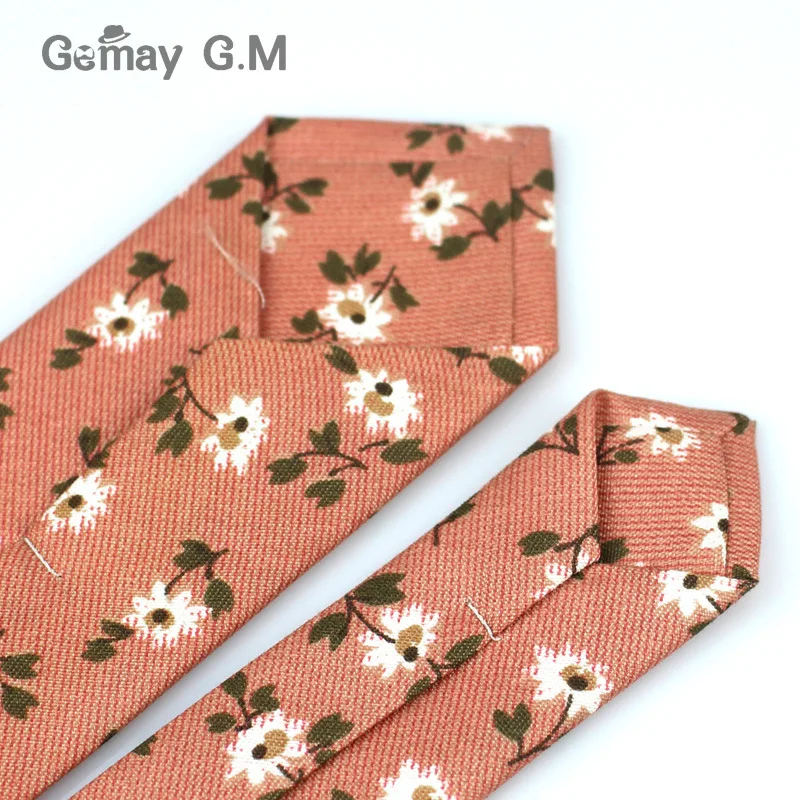 Gravatas de algodão para homens, gravatas finas e magras para homens, estampas florais do pescoço, moda casual de 6cm, para casamento, festa, negócios, flores, gravata