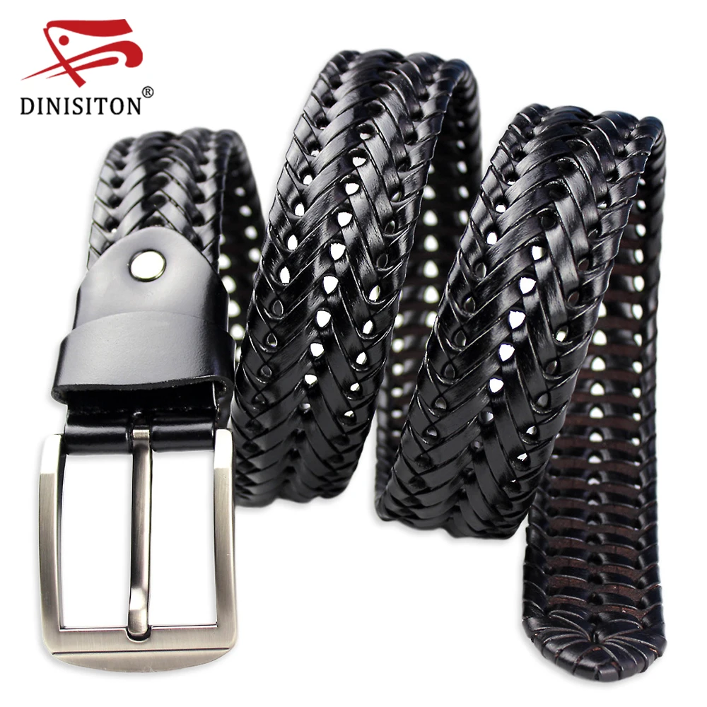 DINISITON braided leather belt For Men\'s Belts 4.0CM Width Luxury Genuine Leather Cow Straps Hand Knitted Designer Strap BZ201