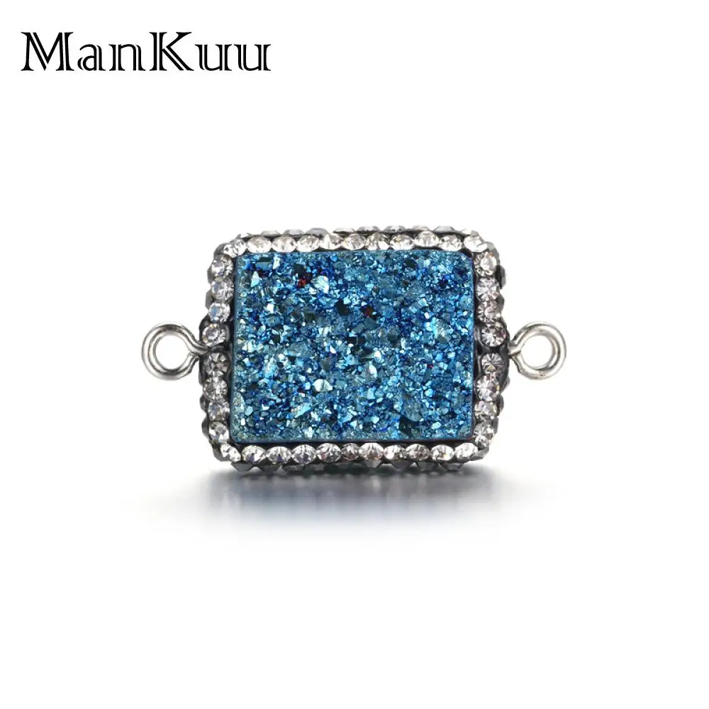 

Mankuu 16*20 мм прямоугольные соединители Druzy для изготовления ювелирных изделий, кубический циркон, соединители из натурального камня, подвески, фурнитура для ювелирных изделий своими руками