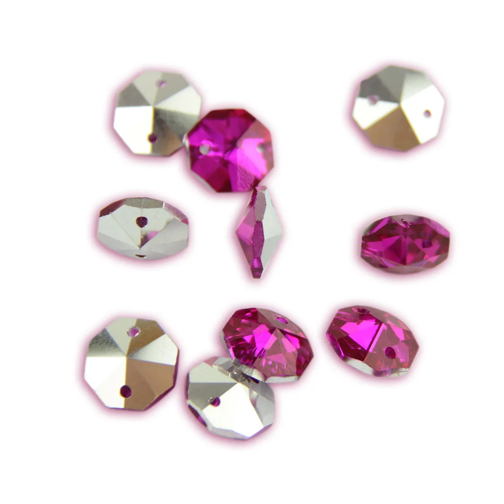 

Mixcolors Machine Cut Glass Cystal Octagon Beads in 2 Holes Spare Strand Chandelier Beads Suncatcher Diy Making
