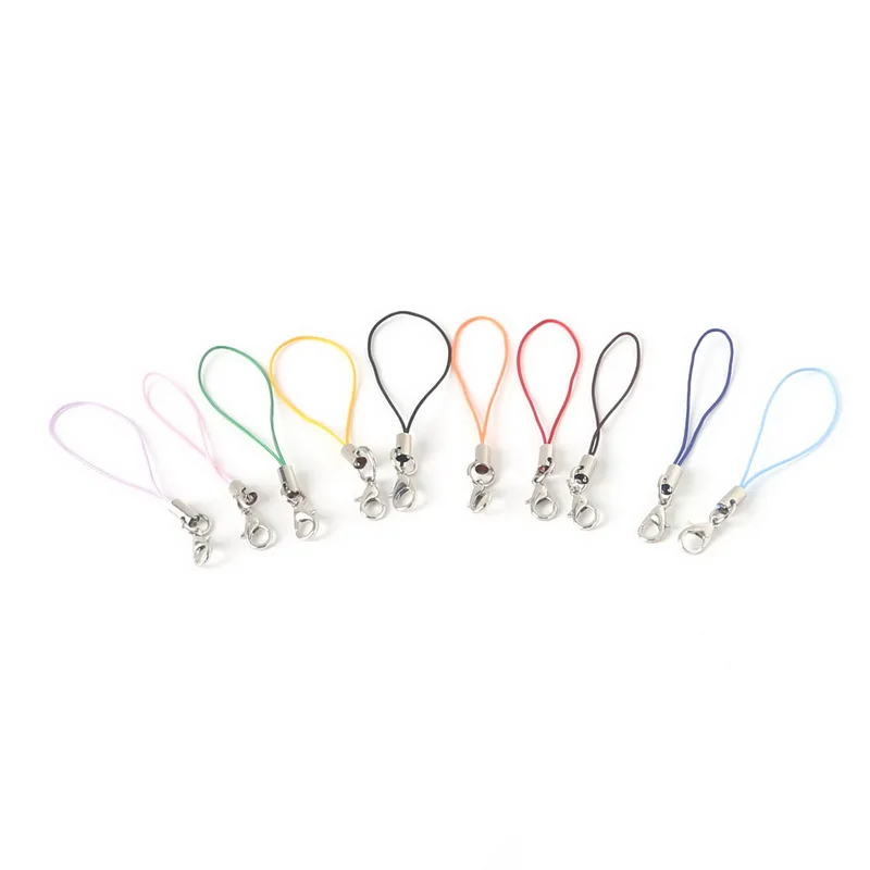 100pcs/lot Connector split ring Fashion Cell Phone Lanyard Strap Cords Lobster Clasp key chain Charms For Best Friend gift