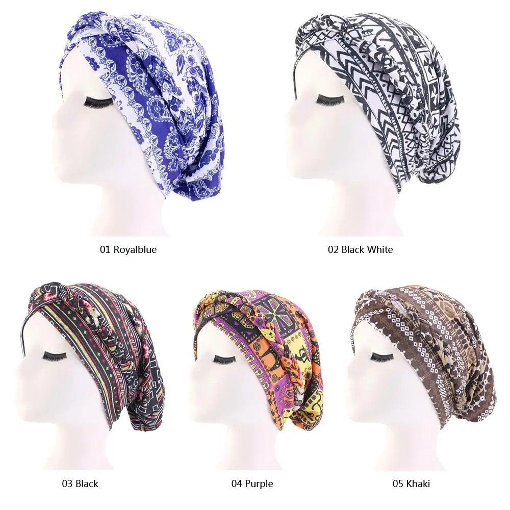 Boho Women Muslim Beanie Hair Loss Hat Printed Hats Braid Cancer Chemo Head Cover Caps Bonnet Islamic Turban Arab Head Wrap New